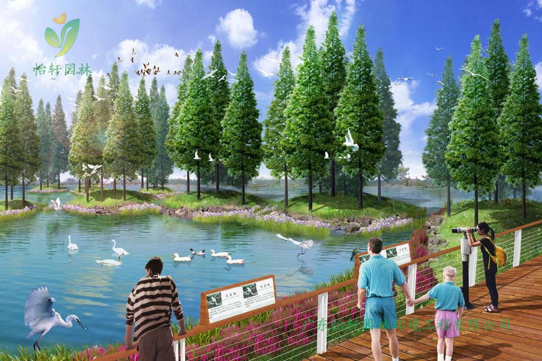 湖北荊州環(huán)長湖濕地公園綠化景觀設(shè)計案例效果圖